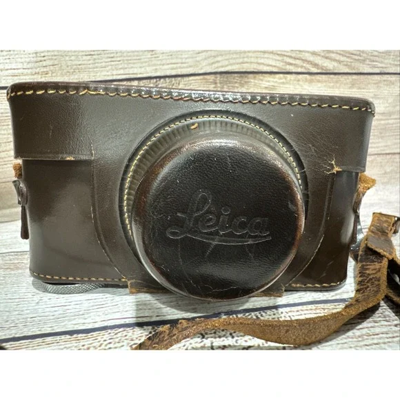Vintage Brown Leather Film Camera Case with Strap Germany for Leica